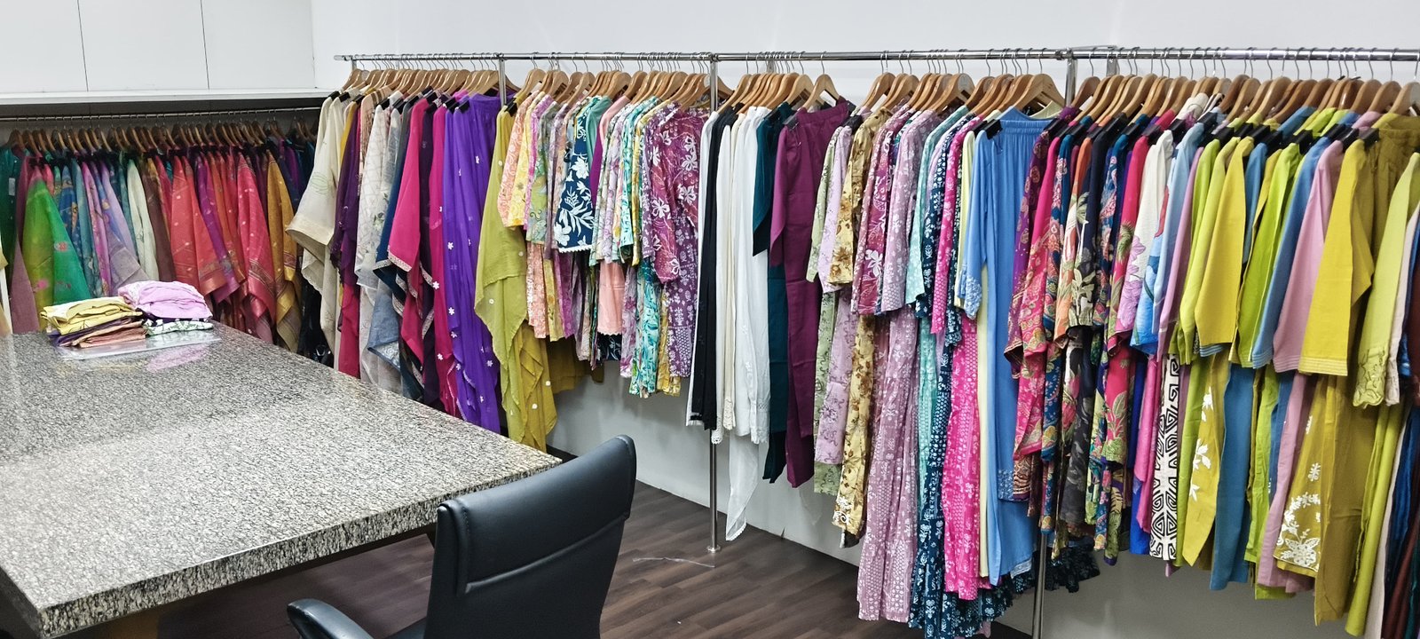 Finished M Clothing Garments on Display in Surat Studio